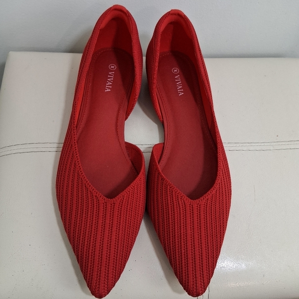 Vivaia Melia Pointed-Toe Striped Bellet Flat In Ruby Size 9.5 NWOT - Picture 3 of 13